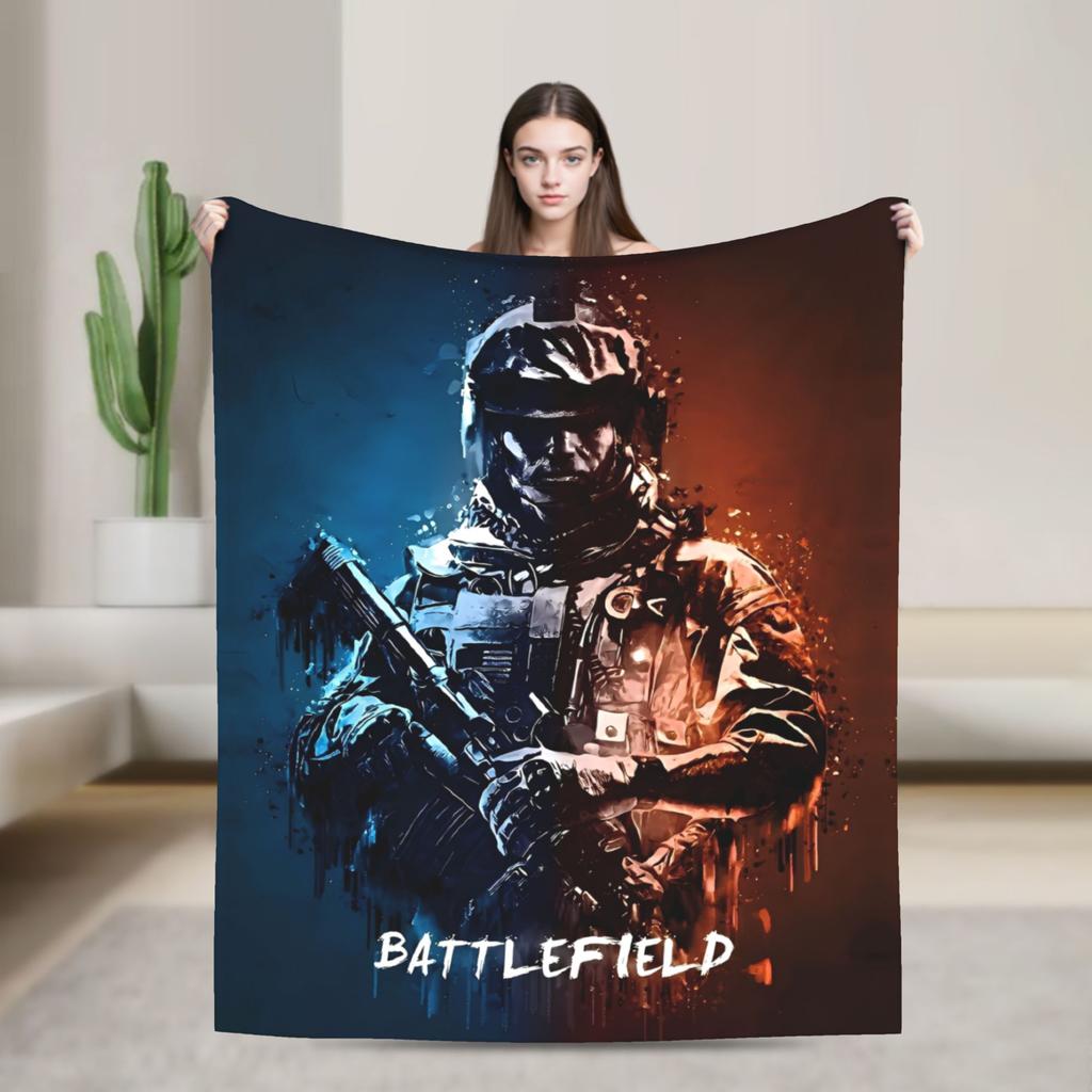 Battlefield 6 Game Funny Warm Soft Blanket Airplane Travel Plush Throw Blanket Fun Couch Chair Flannel Bedspread Sofa Bed Cover