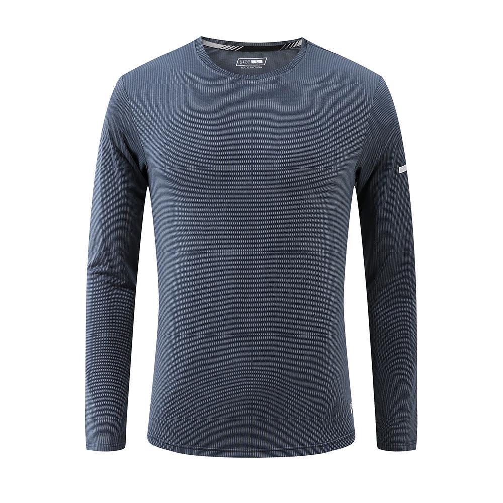 Men's Quick-Dry Long-Sleeve Sports T-Shirt - Large Size, Round Neck, Ideal for Running & Casual Wear