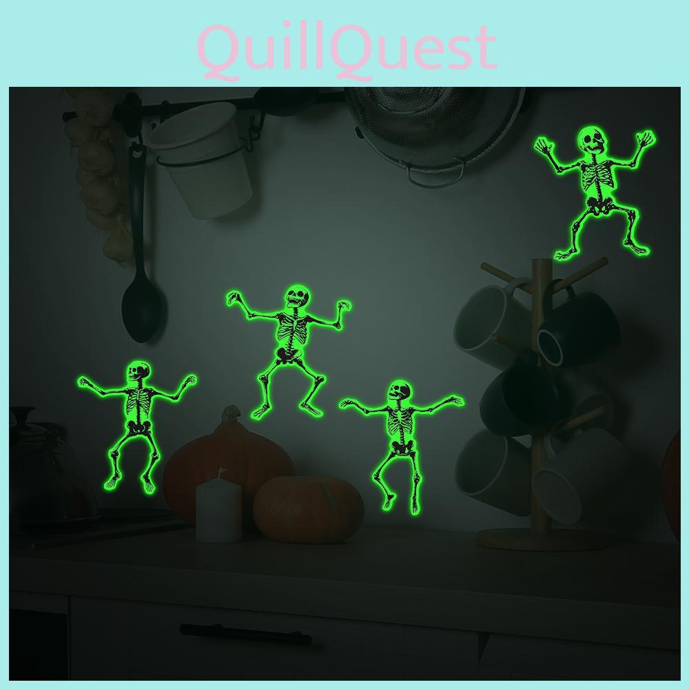 Halloween Skeleton Glow Wall Sticker Pvc Decal For Living Room And Decor Home