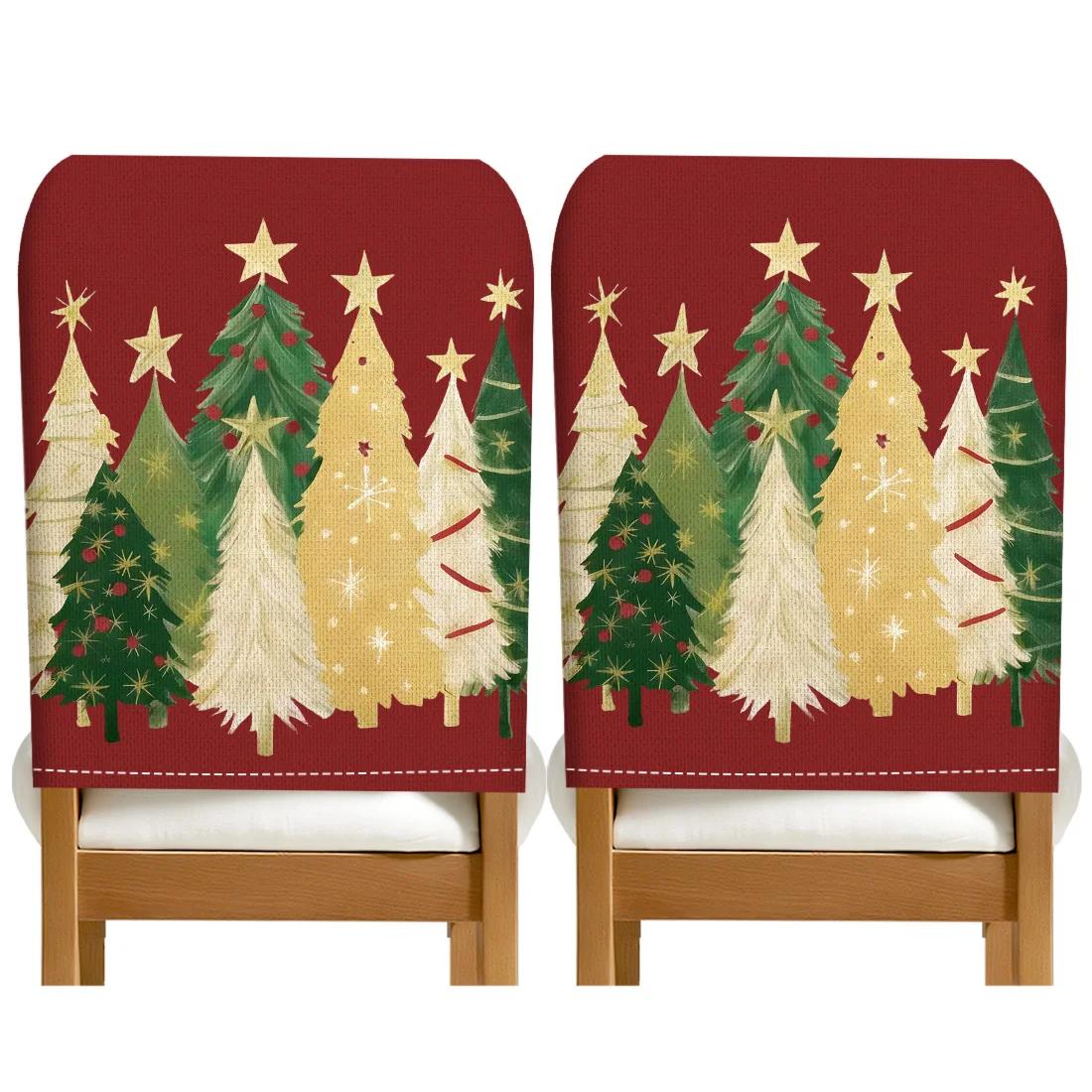 

2/4/6pcs/set 45x55cm red christmas tree Chair Cover Table Decoration Dining Seat Chair Covers Dining Room Bar Party Banquate