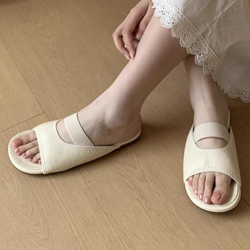 Fashion Summer Women's Slippers Simple Solid Color Women Outdoor Open-toe Flat Slippers Fashion Hollow-out Ladies Causal Shoes Non-slip