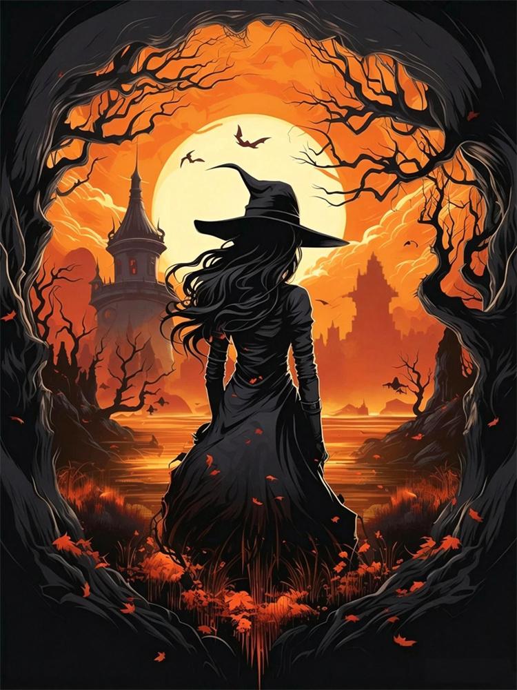 5D Diamond Painting Halloween Fantasy Dark Style Decoration DIY Full Diamond Mosaic Inlaid Cross Stitch Set Gift