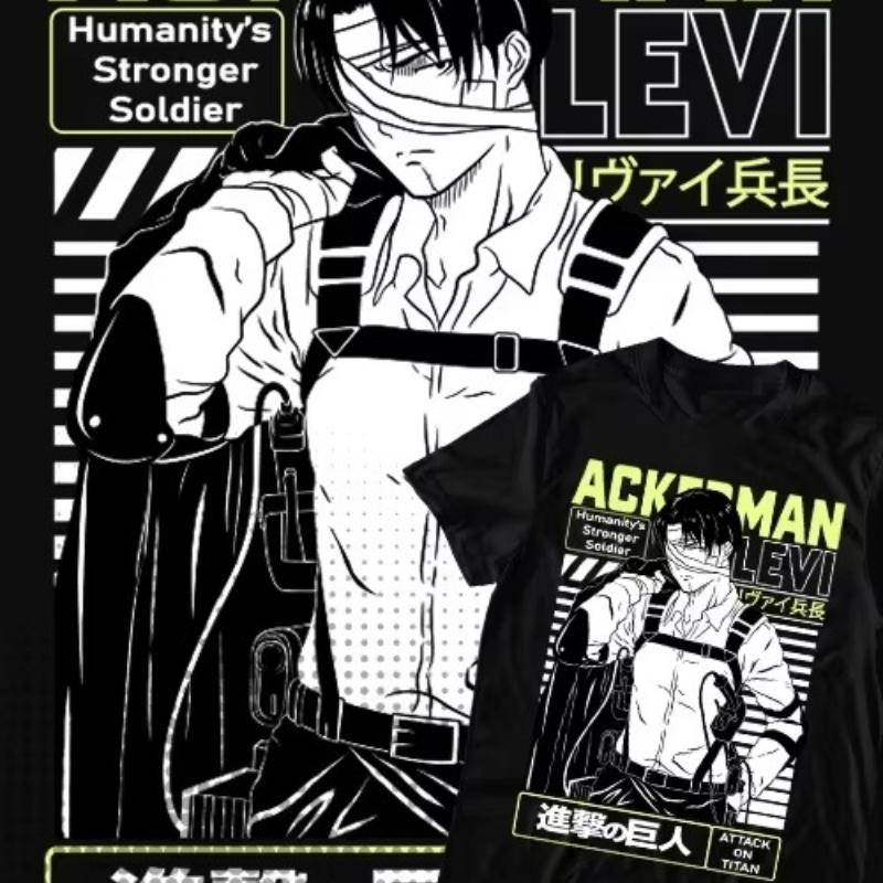 Attack On Titan Captain Levi Final Battle T-shirt Graphic T Shirts Men Women Clothing Summer Streetwear Vintage Y2K Top Harajuku