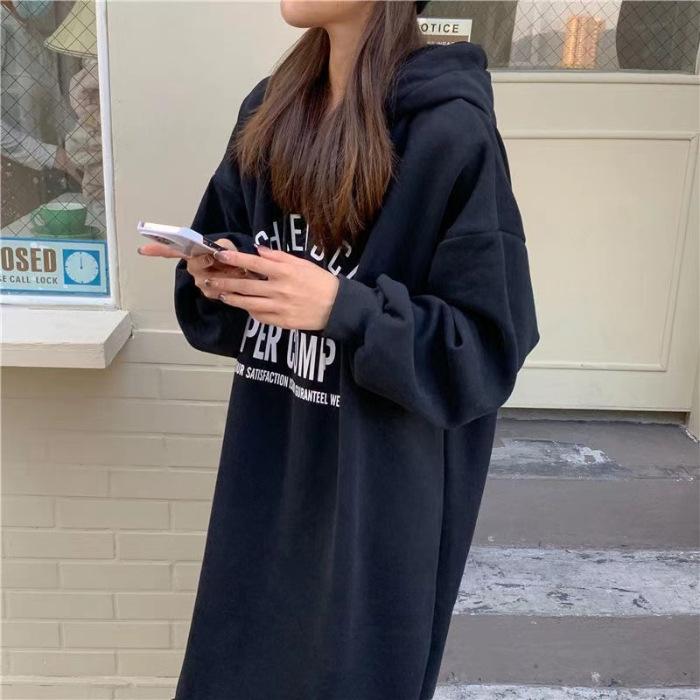 YYFS Women's Fashion Fall Winter Long Sleeve Hooded Loose Waistline Casual Dresses