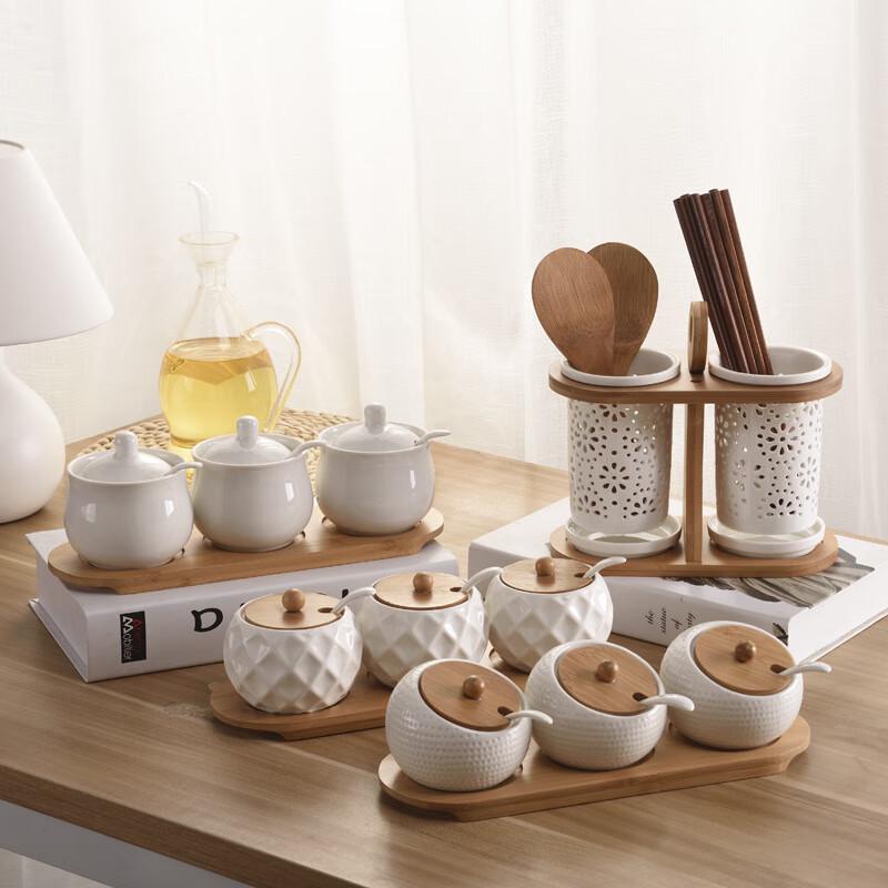 LISM Bamboo Lid Seasoning Jars (Set of 3)