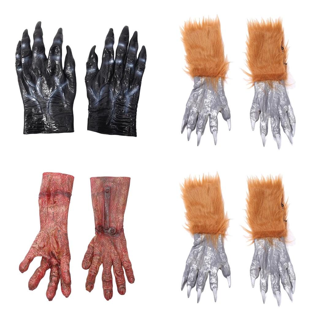 Adult And Kids Halloween Gloves Terrifying Blood Stained Werewolf Gloves
