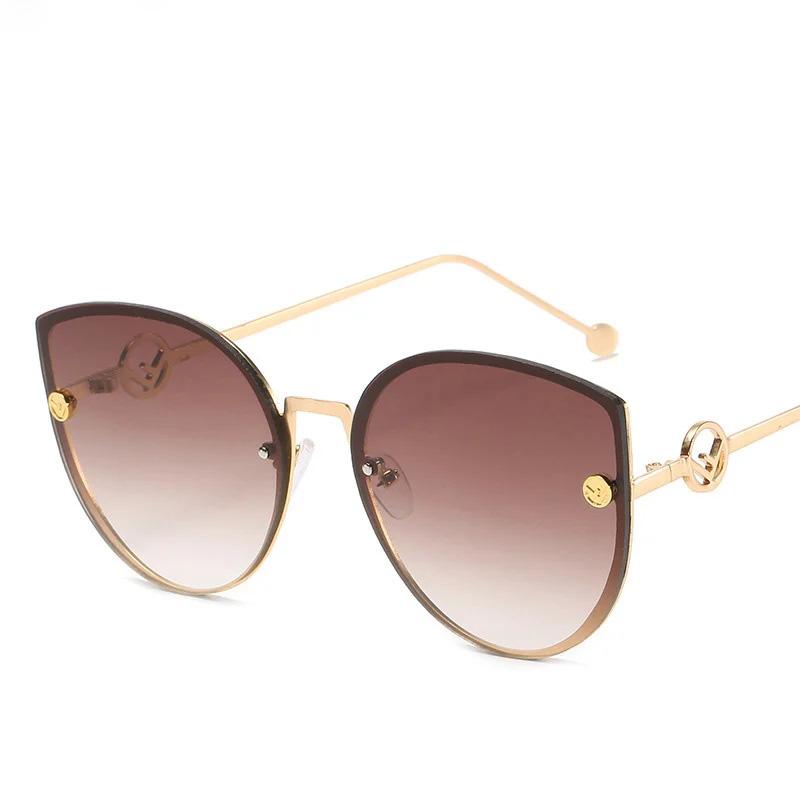 New Fashion Women Cat Eye Sunglasses Retro Big Frame UV400 Protection Celebrity Style Ocean Piece True Film Eyewear