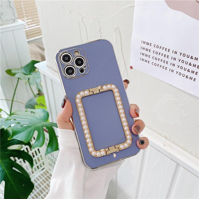 3D Pearl Plating Metal Square Buckle Case For Samsung S23 S22 Ultra S21 A14 A24 A34 A54 A13 A23 A33 A53 A12 A32 A52/Redmi 12 10 9A 9C 9T Note 11 12