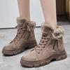 Fashion Cozy Warm Plush Ankle Boots Women Fashion Lace-up Side Zip Designer Boots Winter Casual Thick-soled Snow Boots Zapatos De Mujer