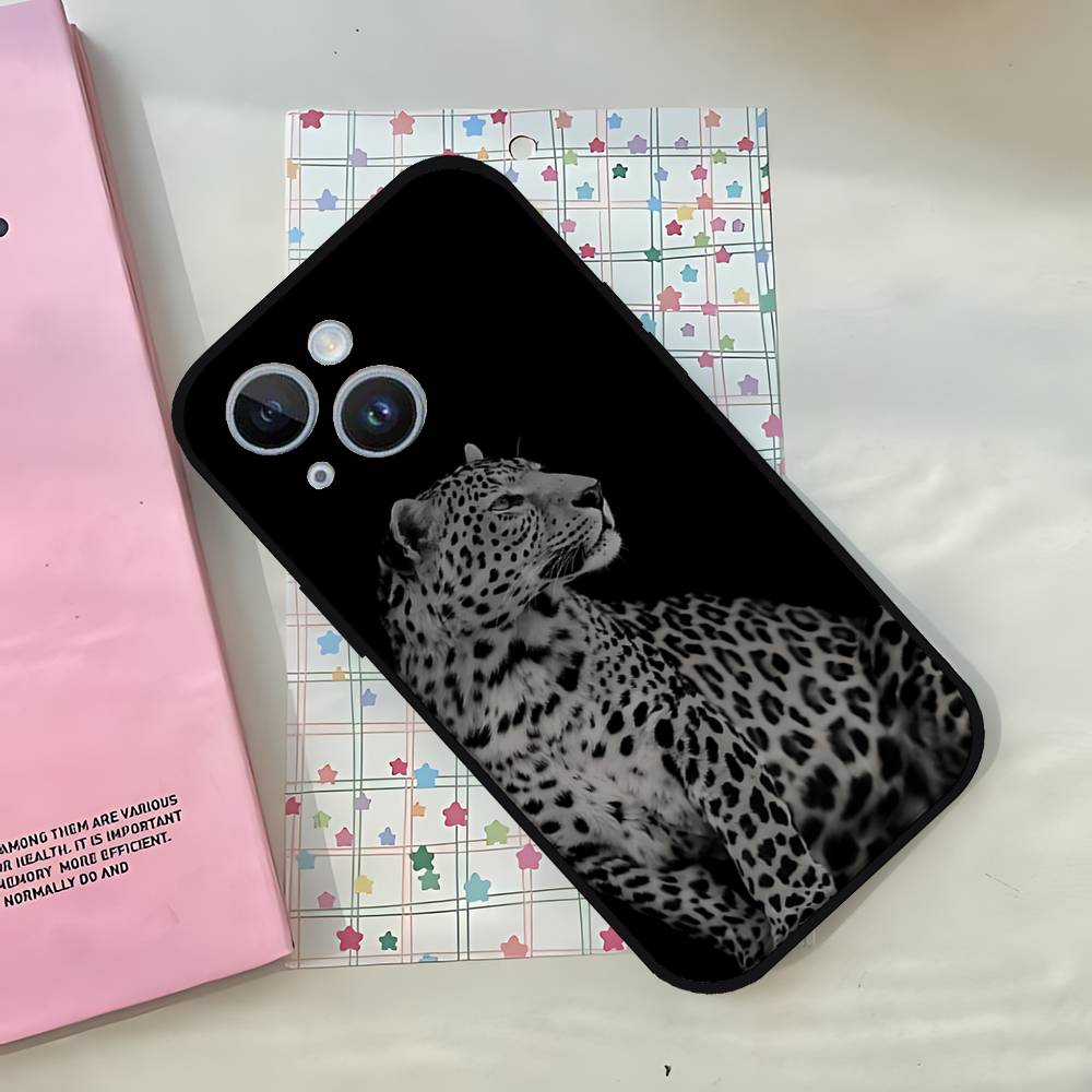 F-Ferocious Leopard Phone Case For IPhone 1716 15 14 13 Pro Max 11 12 Mini X Xs XR Black Silicone Cover