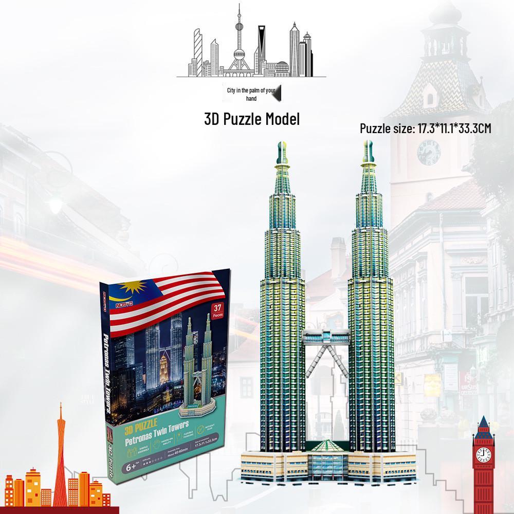 Large 3D World Architecture Puzzle - Handmade Cardboard Model for Children