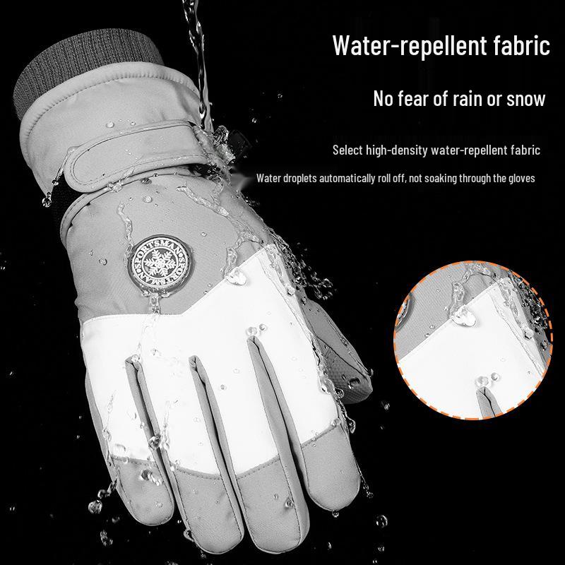 Winter Touchscreen Ski Gloves: Warm, Non-slip, Fleece-Lined, Windproof for Cold Weather Cycling and Electric Vehicle Use.