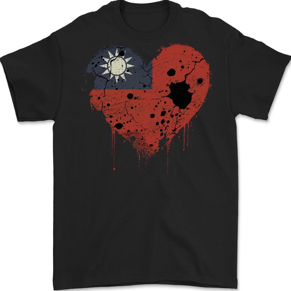 Love Flag Taiwan Football Mens T-Shirt 100% Cotton