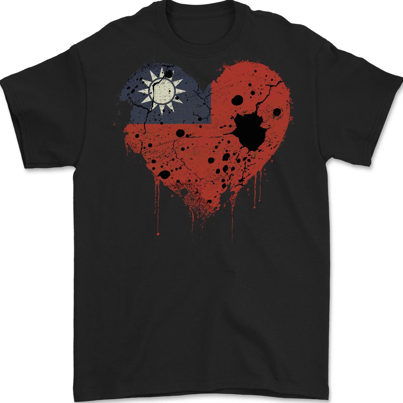 Love Flag Taiwan Football Mens T-Shirt 100% Cotton XL