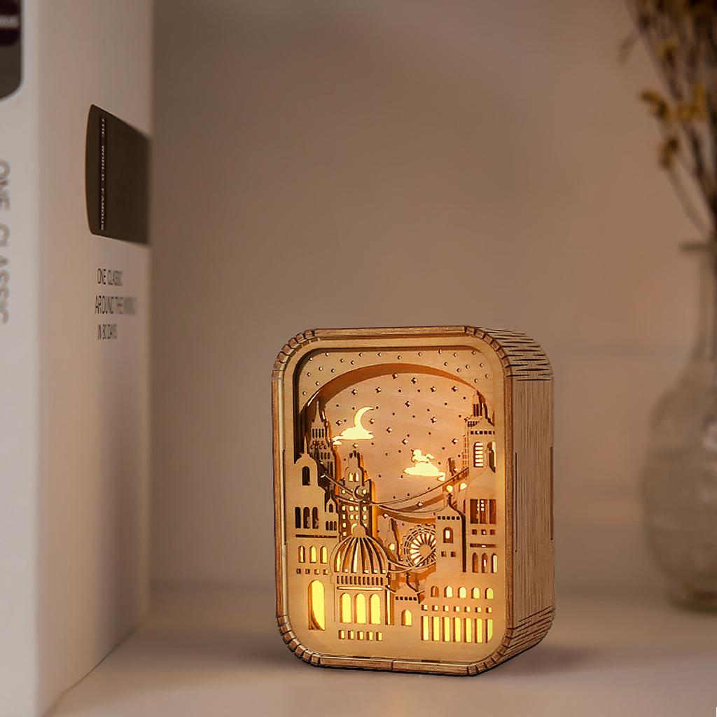 3D Led Night Light Modern Wood Table Lamp 3D Hollow Carving Wood Light Bedroom Night Lamp For Children Desktop Decor Lamp Gift