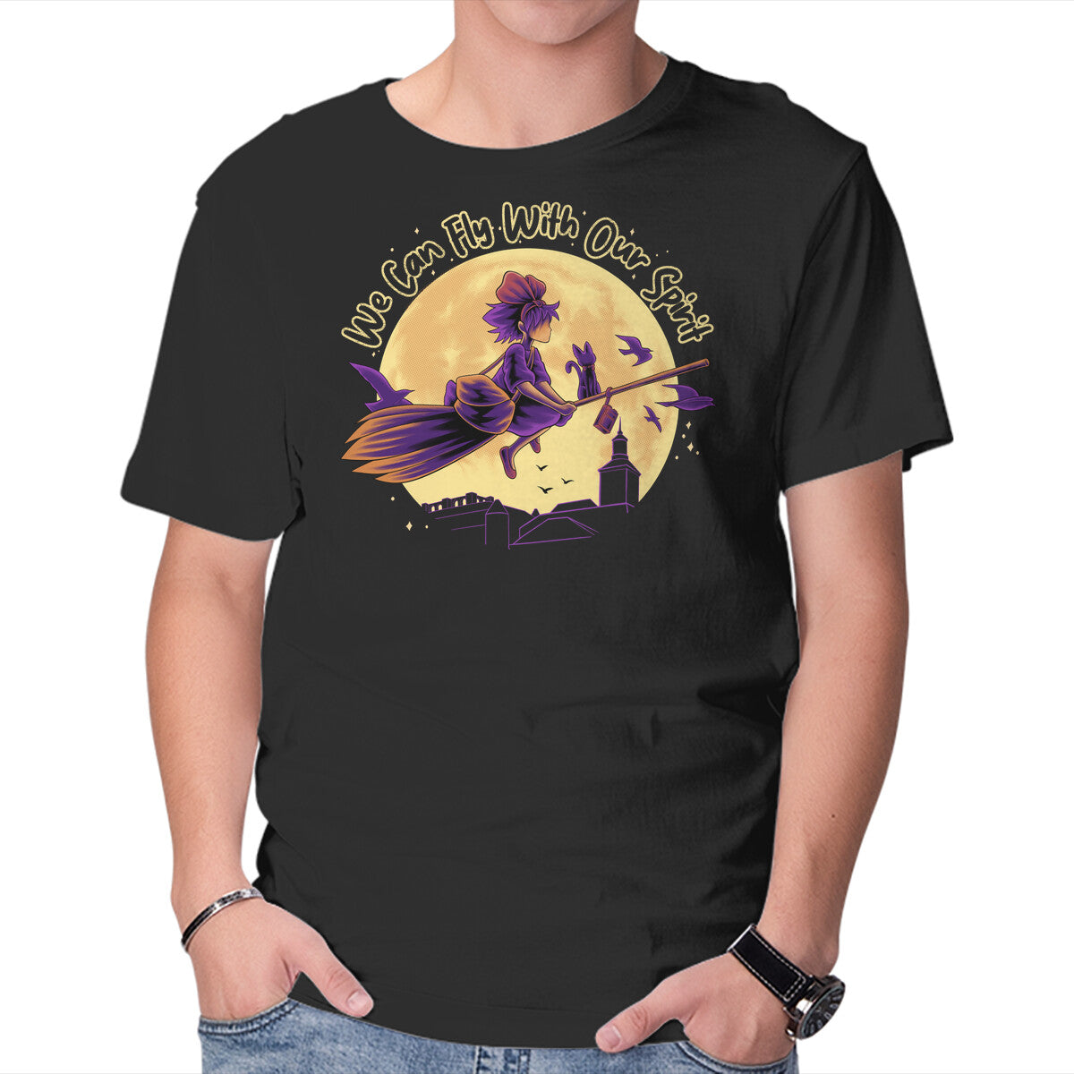 Unisex Crew Neck T-Shirt Fly With Our Spirit Graphic Short Sleeve Casual Tee XS
