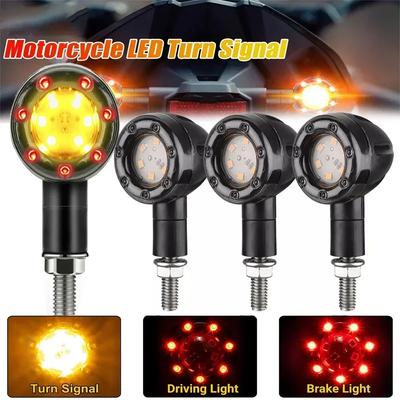 2pcs Universel Moto Balle Clignotants Indicateurs DC12V LED Balle Frein Marche Clignotant Feu Arrière Moto Lampe Clignotante