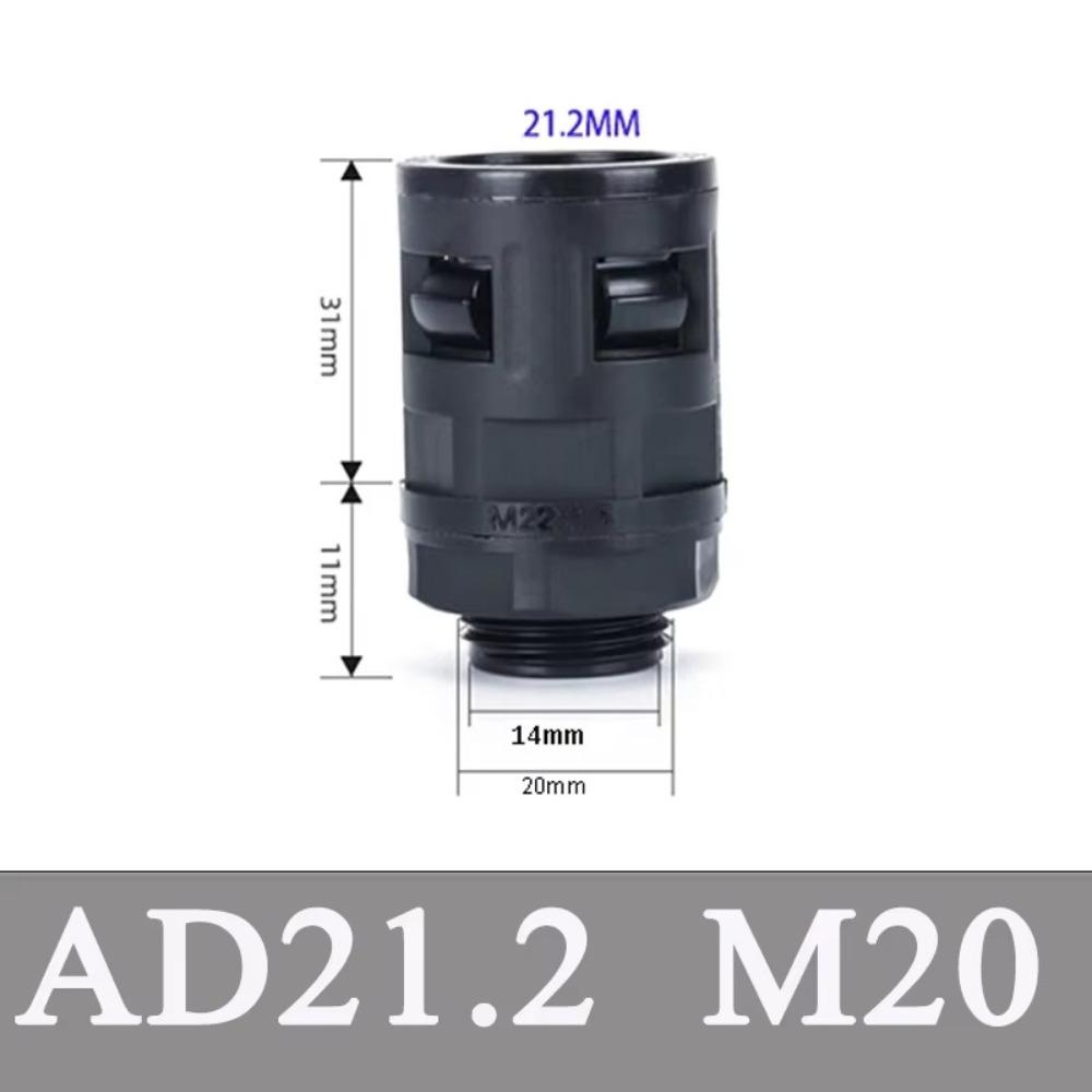 AD15.8 Plastic Corrugated Pipe Joint Black Multisize Plastic Tube Connector Nylon Joint PP Corrugated Pipe