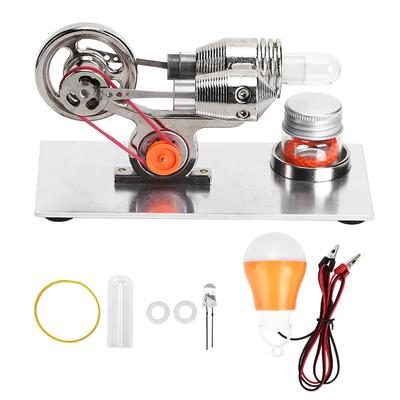 Hot Air Stirling Engine Motor Miniature Steam Power Physics Toy Lab Teaching Model Silver