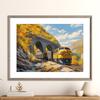 Watercolor Vintage Steam Train Railroad Locomotives Mountain Landscape Poster Canvas Painting Wall Art Pictures Home Decor