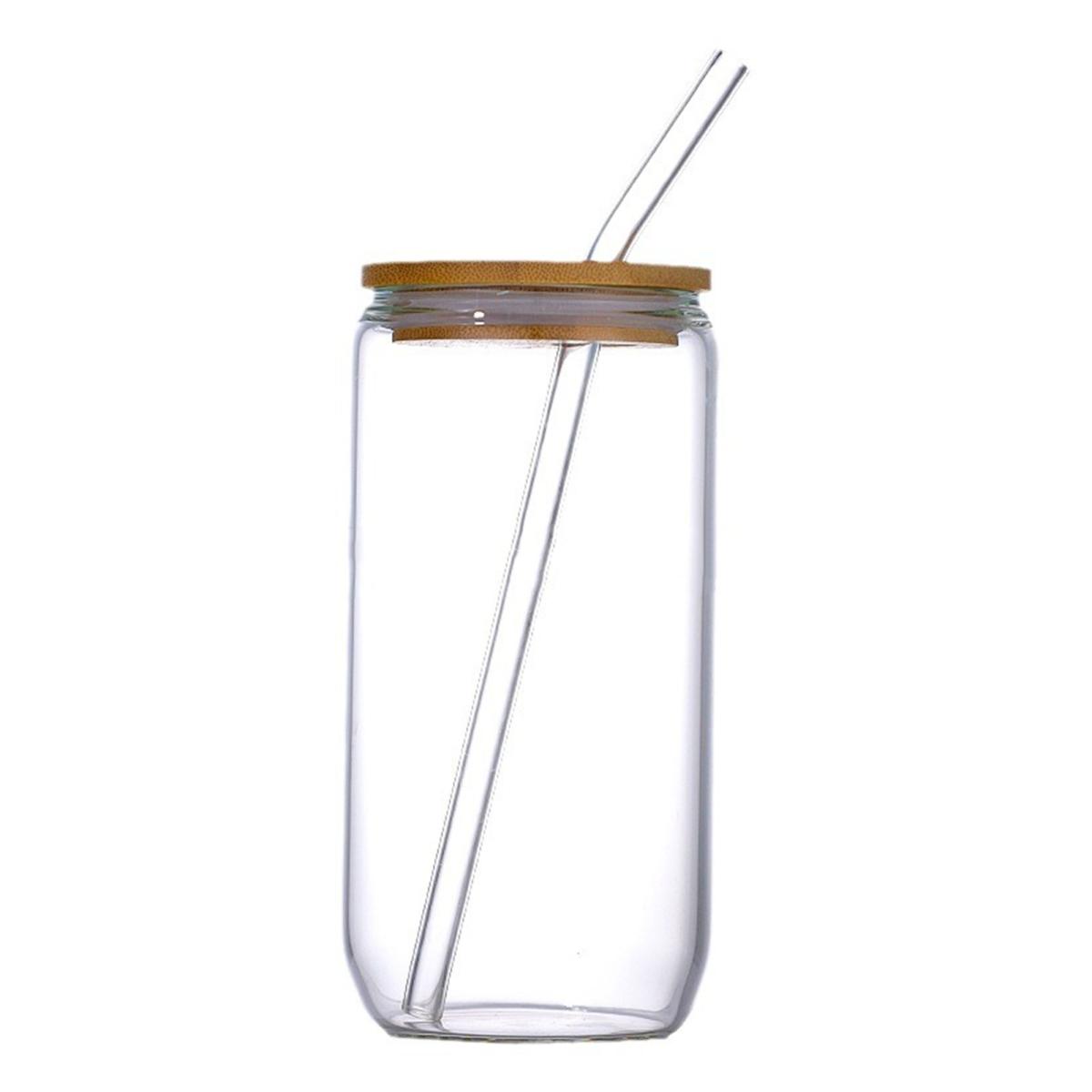 

Стеклянный стакан с бамбуковой крышкой, щеткой из соломы, 470 мл, стеклянные стаканы в форме банки для холодного кофе, газировки, чая, пива и холодного кофе, многоразовая стеклянная посуда