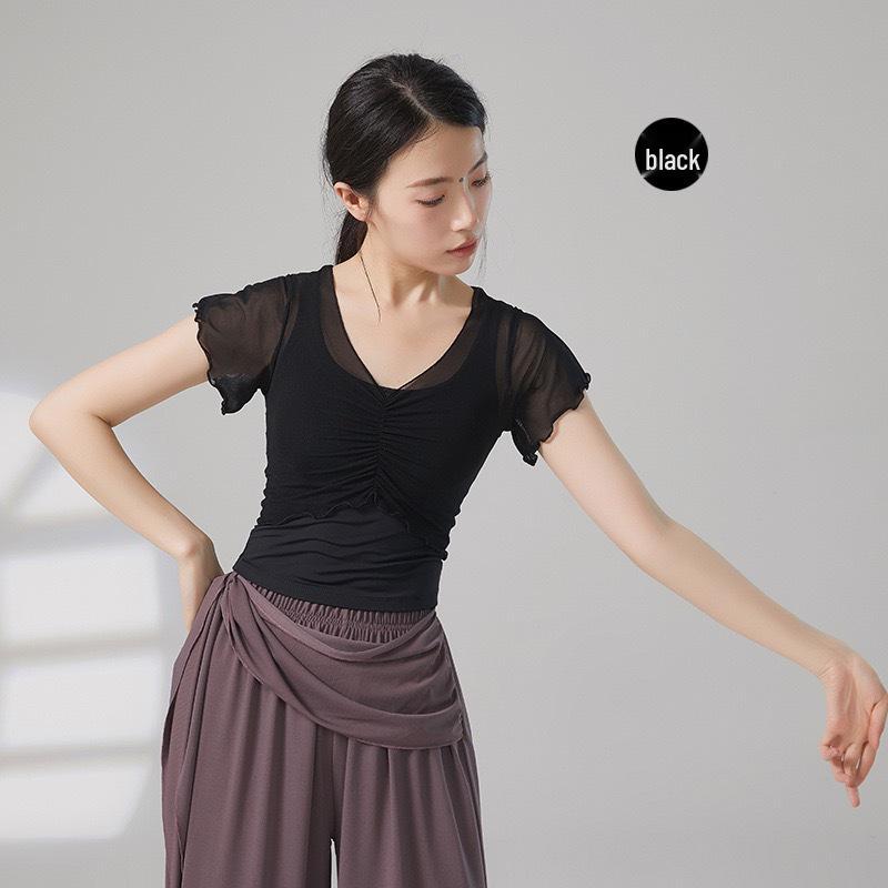 

Женский топ с коротким рукавом для современного танца S