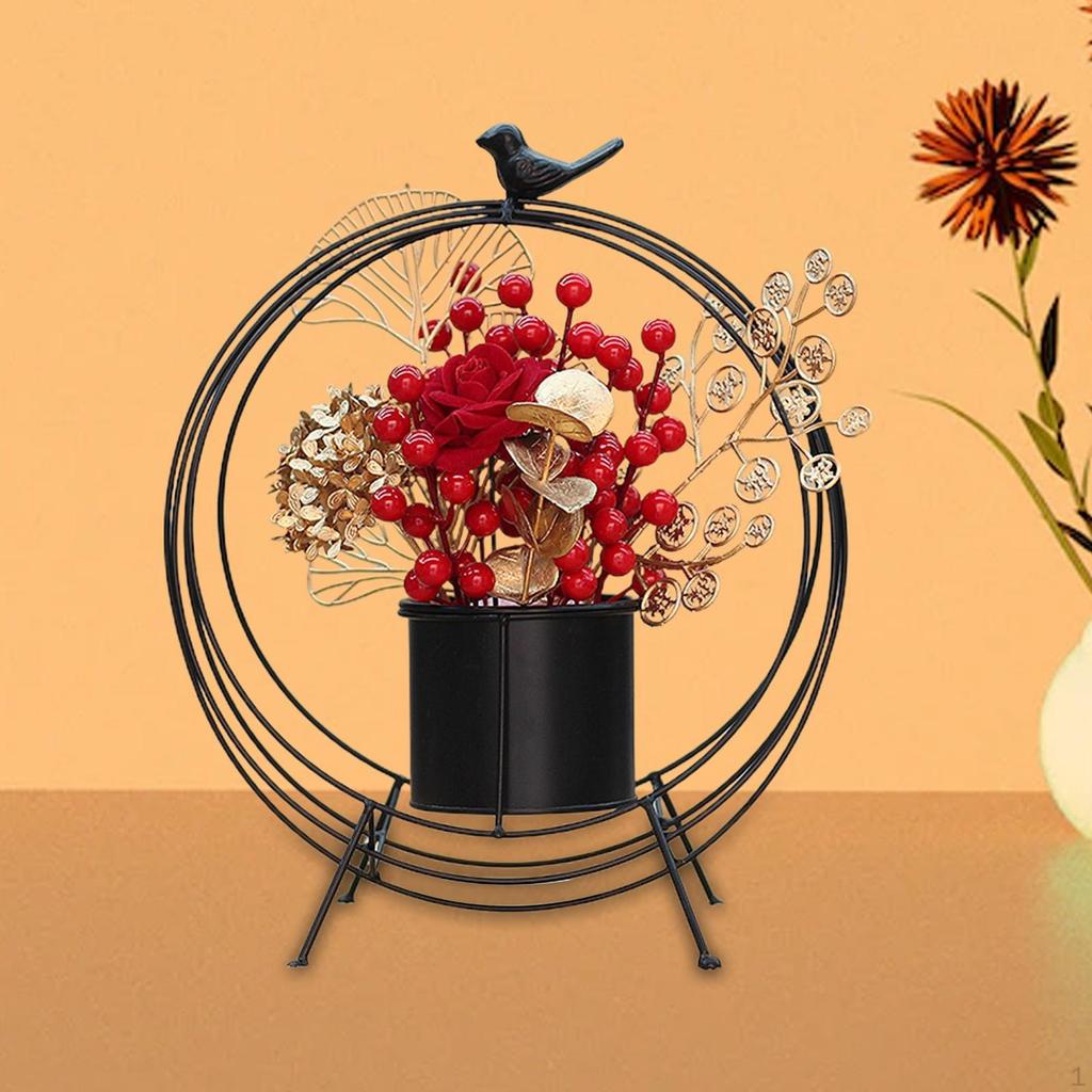 Chinese Year Flower Basket Decoration Iron Table Centerpieces for Holiday Party Indoor Fall