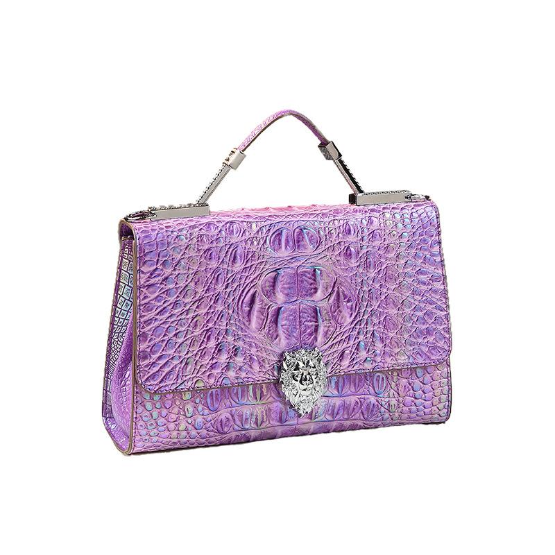 Crocodile Leather Women's Bag New Leather Large Capacity, High-end Feeling, Versatile and Stylish, Handmade Diagonal Cross Handle Bill of Lading