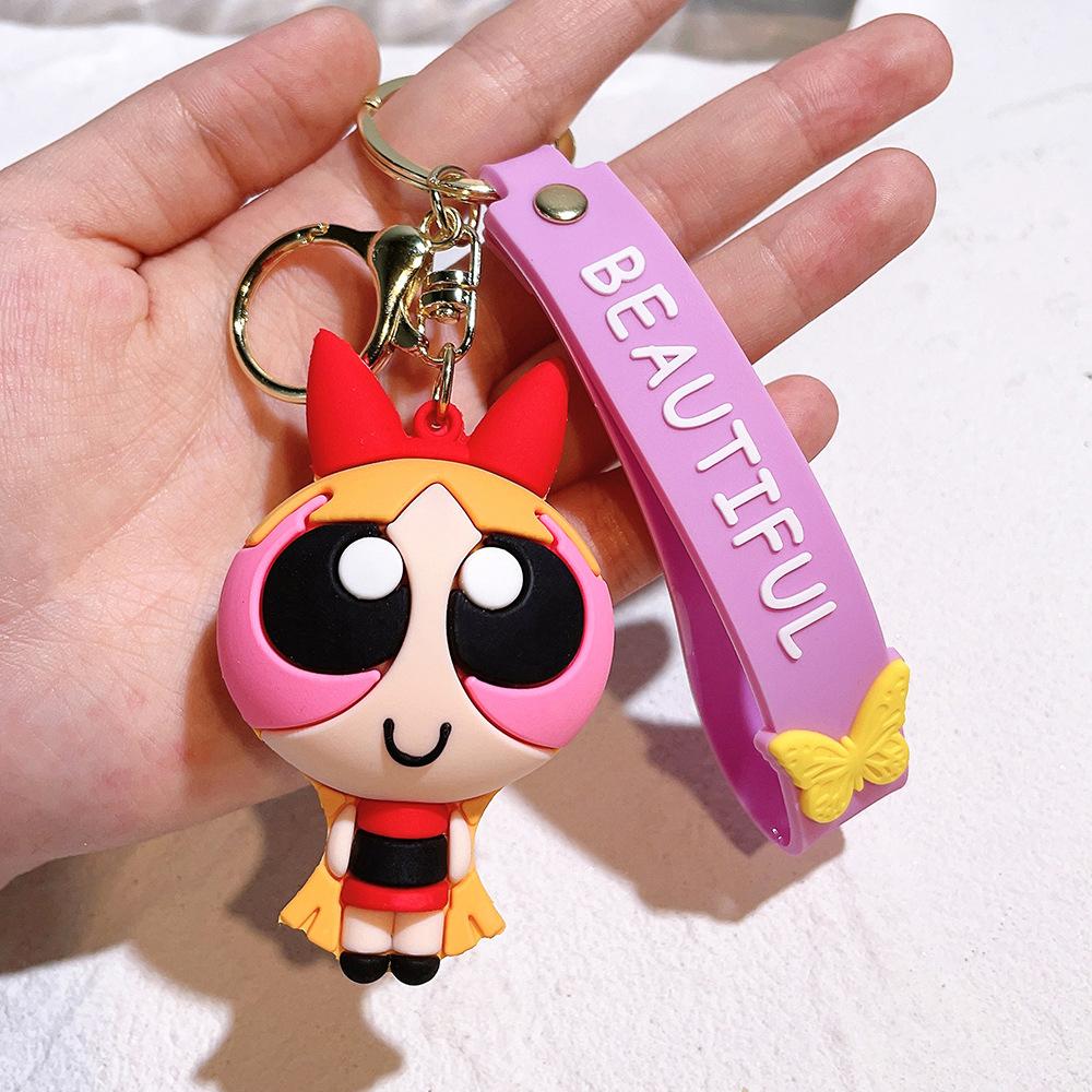 Mignon Anime Les Supers Nanas Série Porte-clés Kawaii Dessin Animé Rôle Créativité Sac à Dos Porte-clés Cadeau Filles