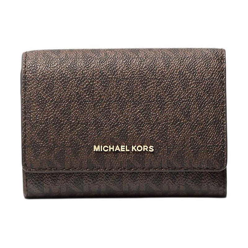 MICHAEL KORS Printed Logo Artificial Leather Coated Canvas Wallet Medium Unisex Couple Brown коричневый