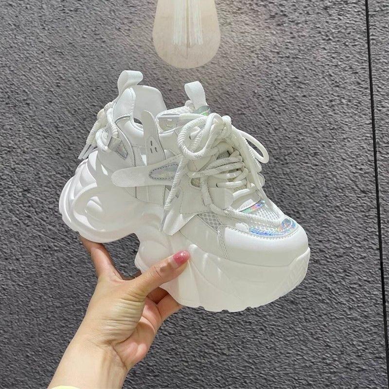 Shoes women's summer mesh breathable new fashion versatile height increase white shoes women