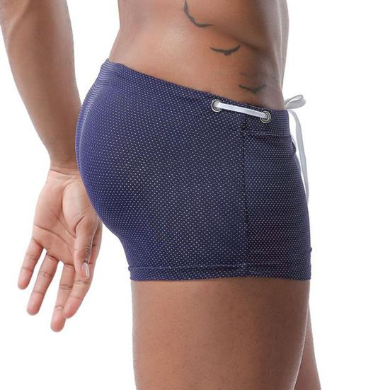 Summer Men Swim Shorts Low-rise Solid Color Beach Tight Swimming Trunks