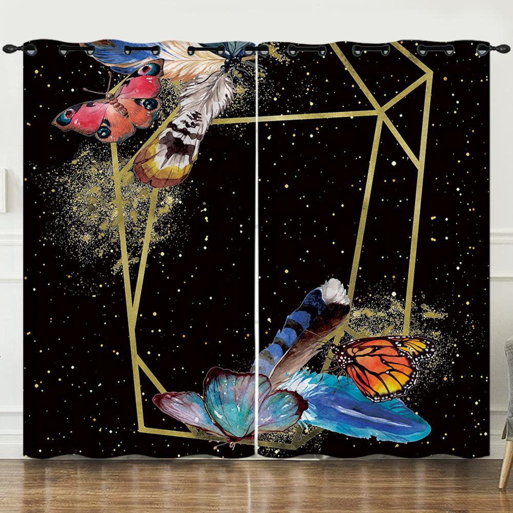 Curtain Flower Simple Full Screen Flower 3D Digital Printing Blackout Curtain Punching