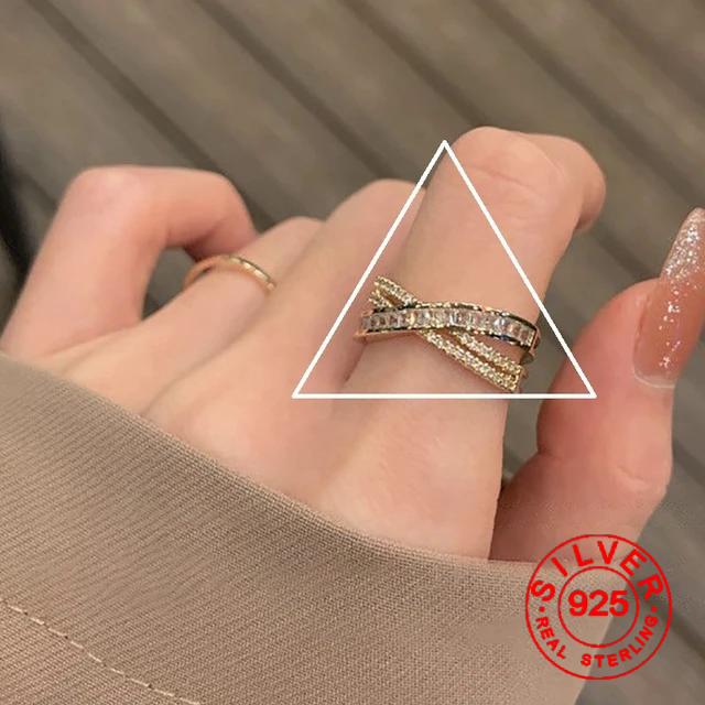 

BFCLUB Silver Color Korean Ring Cross Zircon Vintage Female INS Simple Handmade Opening Index Finger Fashion Jewelry Couple
