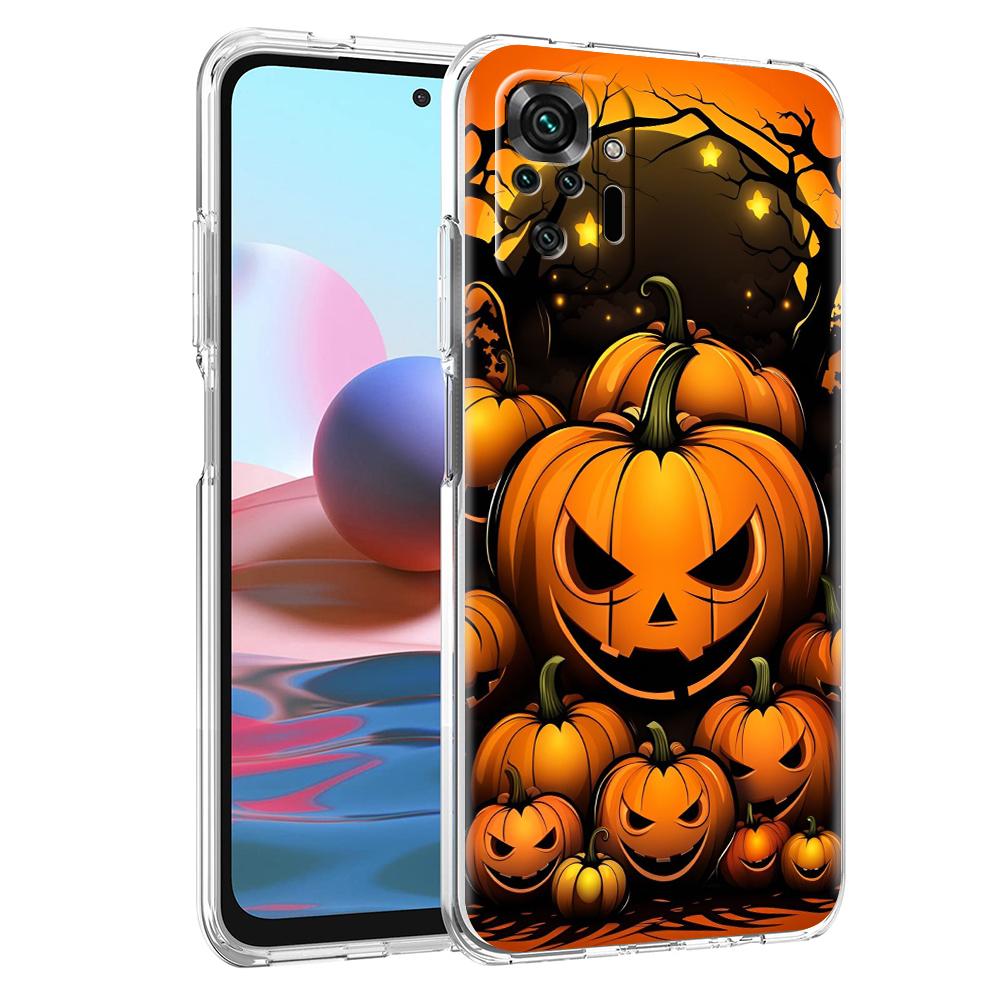 Transparent Phone Case for Redmi 14C 13C 10C 10 9 Note 13 12 11 K50 K40 Plus Pro 4G 5G Soft TPU Cover Halloween Pumpkin Pattern