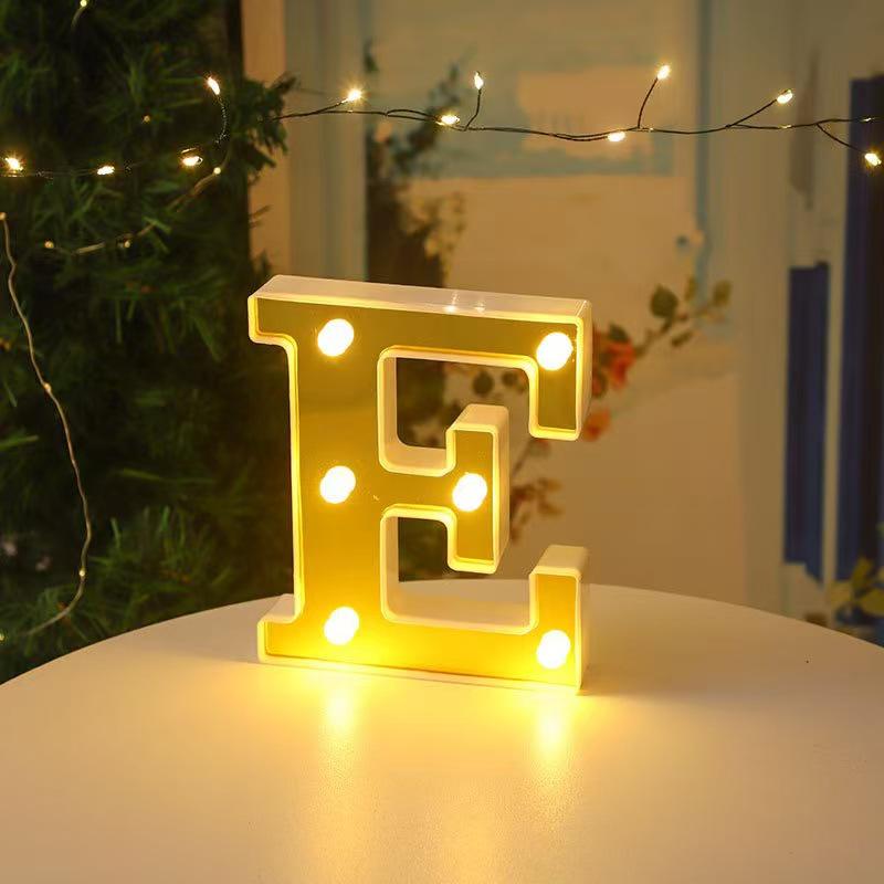 Gold LED Mirror Letter Lights - Romantic Birthday and Festive Décor
