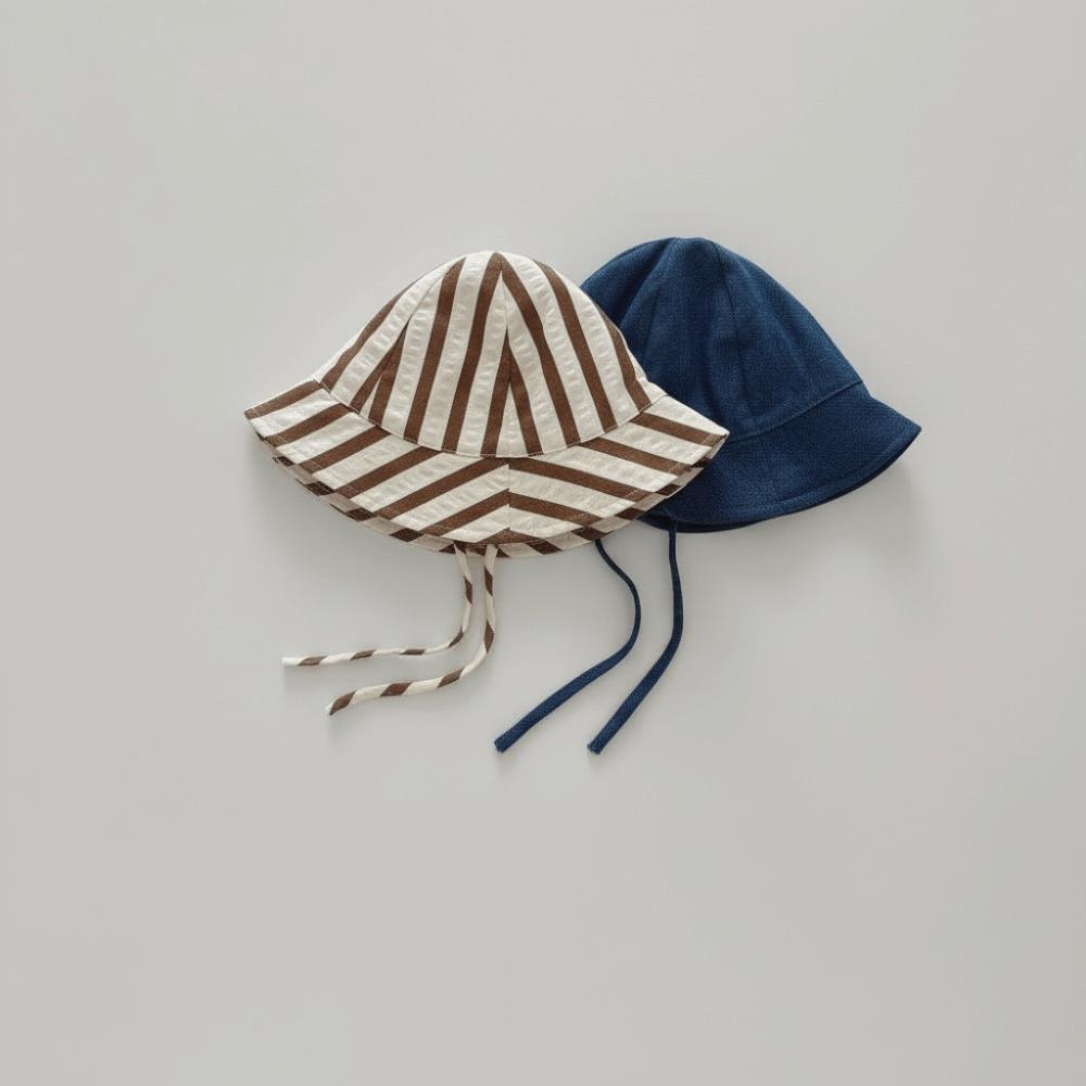 Striped Pattern Double Sided Baby Bucket Hat Breathable Panama Bonnet  Beach