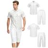 Men Summer Waterproof Tracksuit Short Sleeve T-Shirt Button Front and Cargo Shorts Capri Pants for Beach Swim Rainy Club Night