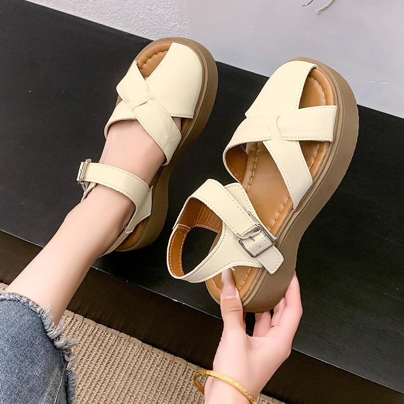 Thick-soled heightening bag head sandals women's new summer skirt casual beach Roman sandals