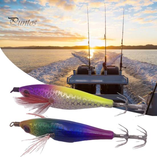 Shrimp Bait 5g/8cm Wood Luminous Realistic Fish Eye Sharp Hook Vivid Bright Color Fishing Universal Squid Jigging Artificial Wobblers for Sea