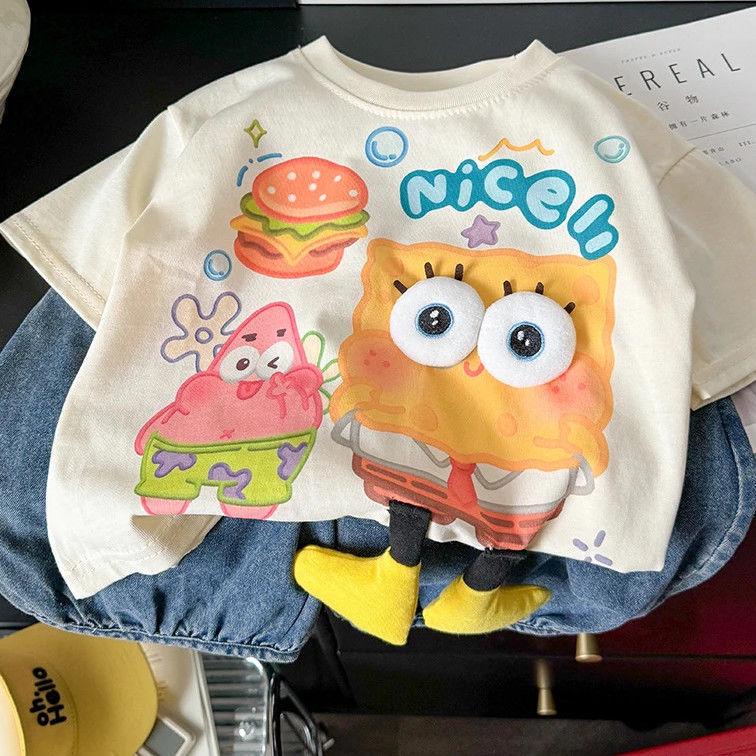 3D Cute Doll Pure Cotton Short Sleeve T-Shirt for Kids - Boys & Girls Summer Top 160 cm