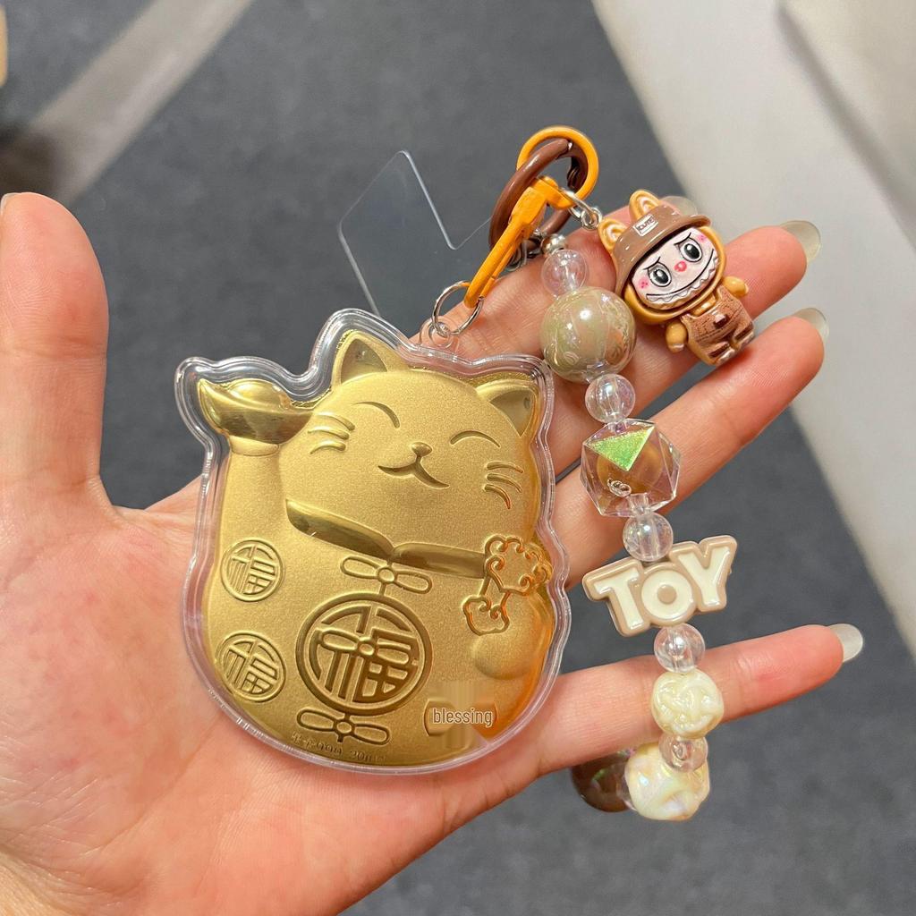 Lucky Cat Phone Charm Keychain: Cute Cartoon Bag Pendant Gift for Friends