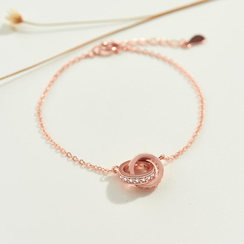 

Ювелирные изделия Двойной круг Розовый браслет Инс стиль Модный стиль Интернет-знаменитость Бриллиантовый браслет Женский