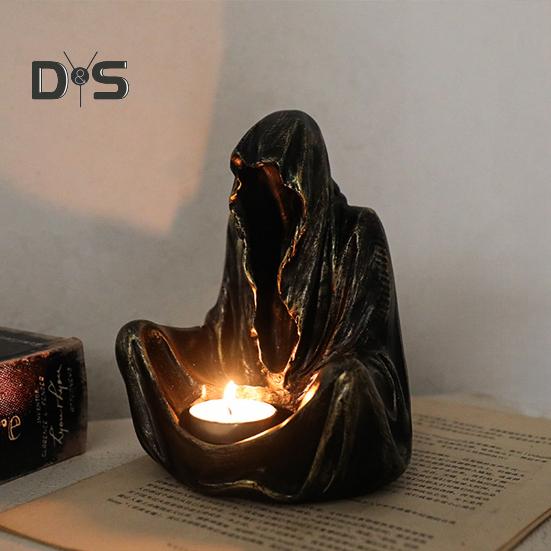 Halloween Ghost Wizard lysestake harpiks figur duftende telys stearinlys lysestake bord midtpunkt Desktop dekorasjon Festival gave