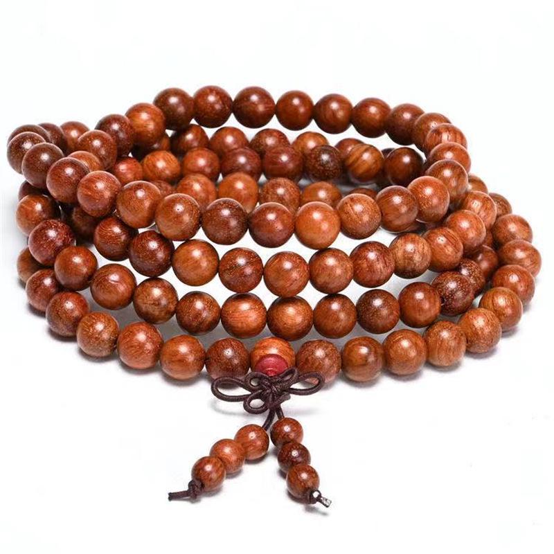 Buddhist Prayer Bracelet - 108 Beads, Multi-strand Sandalwood, Black Rosewood, Wenwan Style