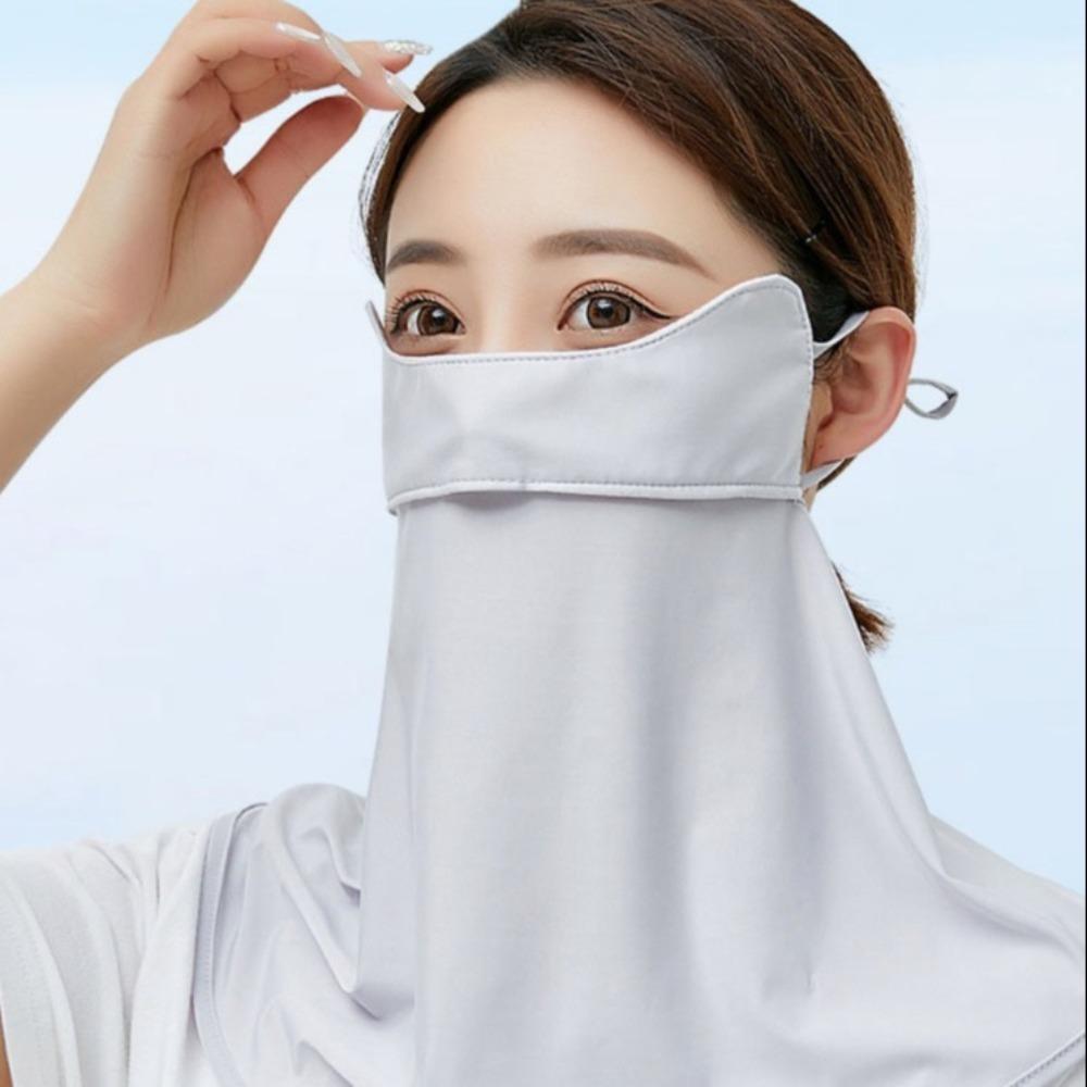New Anti-UV Sunscreen Mask Breathable Long Full Face Ice Silk Mask Solid Color Hiking Neck Balaclava Summer
