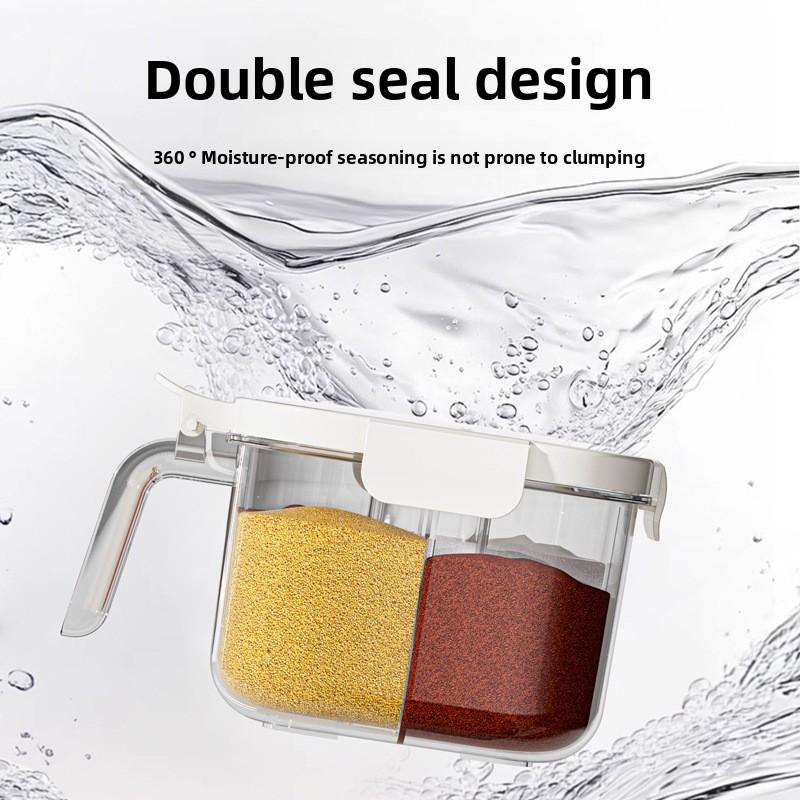 New Seasoning Box 4 Compartments Large Capacity Kitchen Household Seasoning Jar Seasoning Storage Box Moisture-proof Salt Shaker