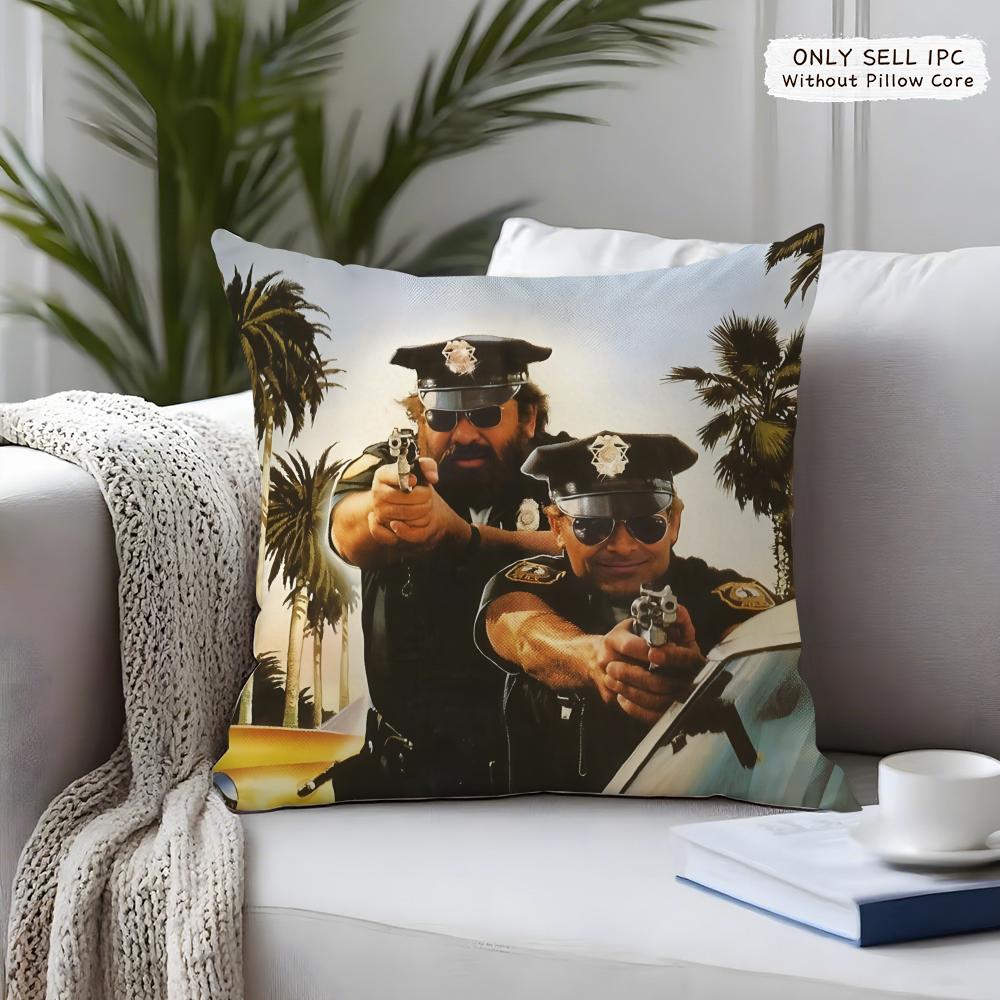 Tterence Hill Bud Spencer Cushion Cover Square Short Plush Pillow Case Living Room Sofa Home Decor Funda X