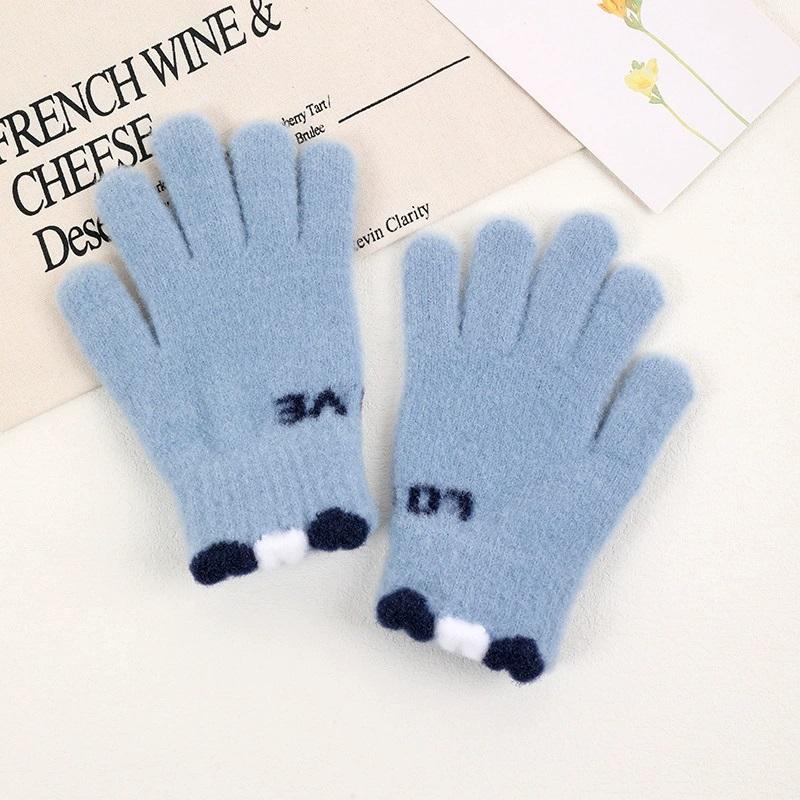Korean Knitted Children's Gloves Cute Fashionable Warm LOVE Bicycle Gloves All Fingers Outdoor Autumn Winter Play Accessories