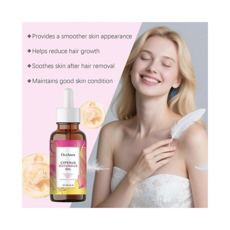 60ml Cyperus Rotundus Öl - 60ml Natürliches Cyperus Rotundus Öl zur Haarentfernung, Feuchtigkeitsspendendes & Beruhigendes Cyperus Öl zur Reduzierung des Körperhaarwuchses